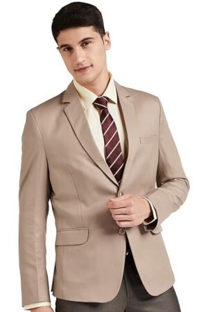 Men's Slim Fit Notched Lapel Single Breasted Solid Blazer, Beige