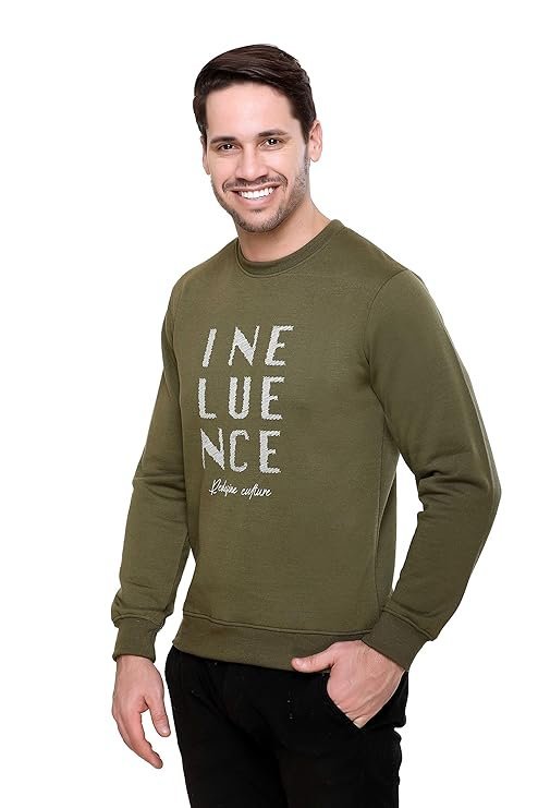 Men's Cotton Round Neck Printed Sweatshirts, Dark Grey - Image 3