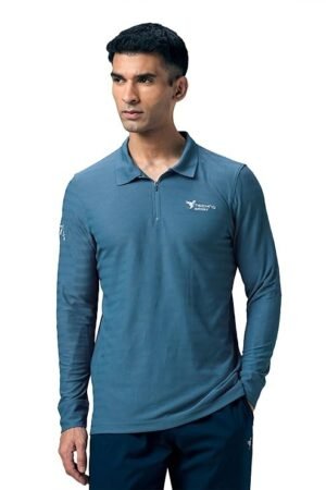 Men's Full Sleeve Solid Polo T-Shirt, Blue