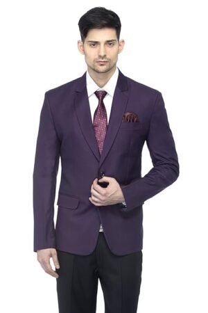 Men's Slim Fit Notched Lapel Single Breasted Solid Blazer, Dark Purple