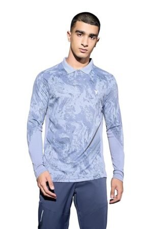 Men's Full Sleeve Polo Neck T-Shirt, Sky Blue