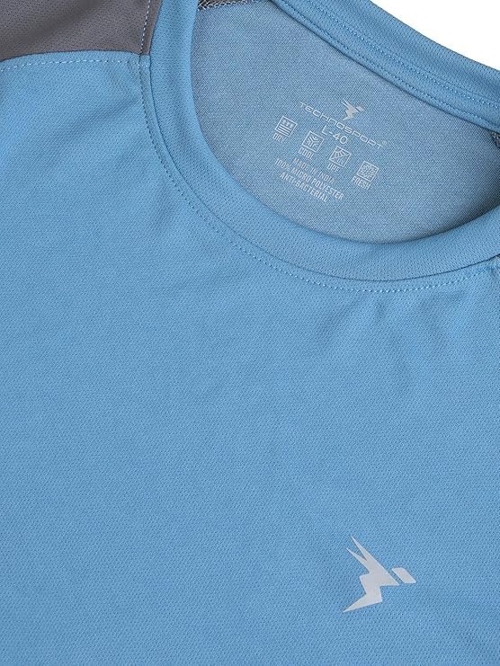 Men's Polyester Slim Fit T-Shirt, Blue - Image 3